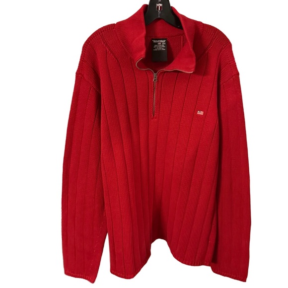 Vintage Polo Ralph Lauren Sweater Mens XXL Red 1/4 Zip Knit American Flag EUC